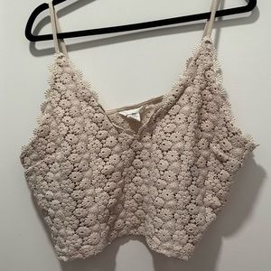 H&M Lacy Floral Knit Cami Crop Top